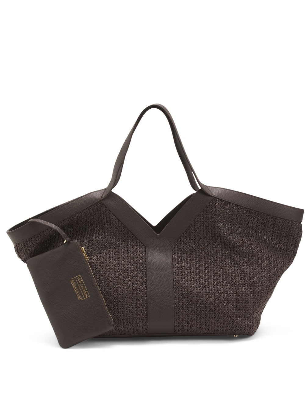 Viola Castellani chocolate Tote Bag with Removable Pouch